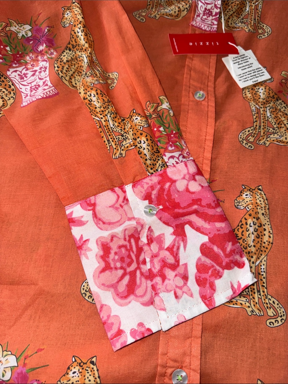 NWT  Tizzie Coral Animal Print Button-Up Top  Size XL - Picture 7 of 8
